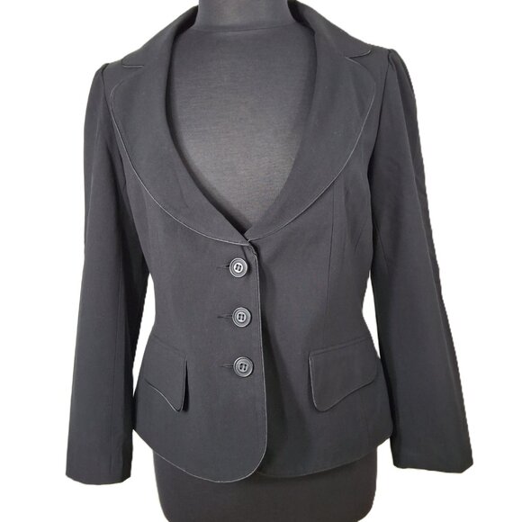 Steampunk Fitted Tailored Short Blazer Suit Jacket Sz 12 Lined Vintage Office - Picture 2 of 16